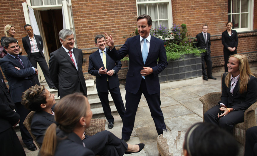 David Cameron spoke to the England Women's team in the garden of No.10 Downing Street.